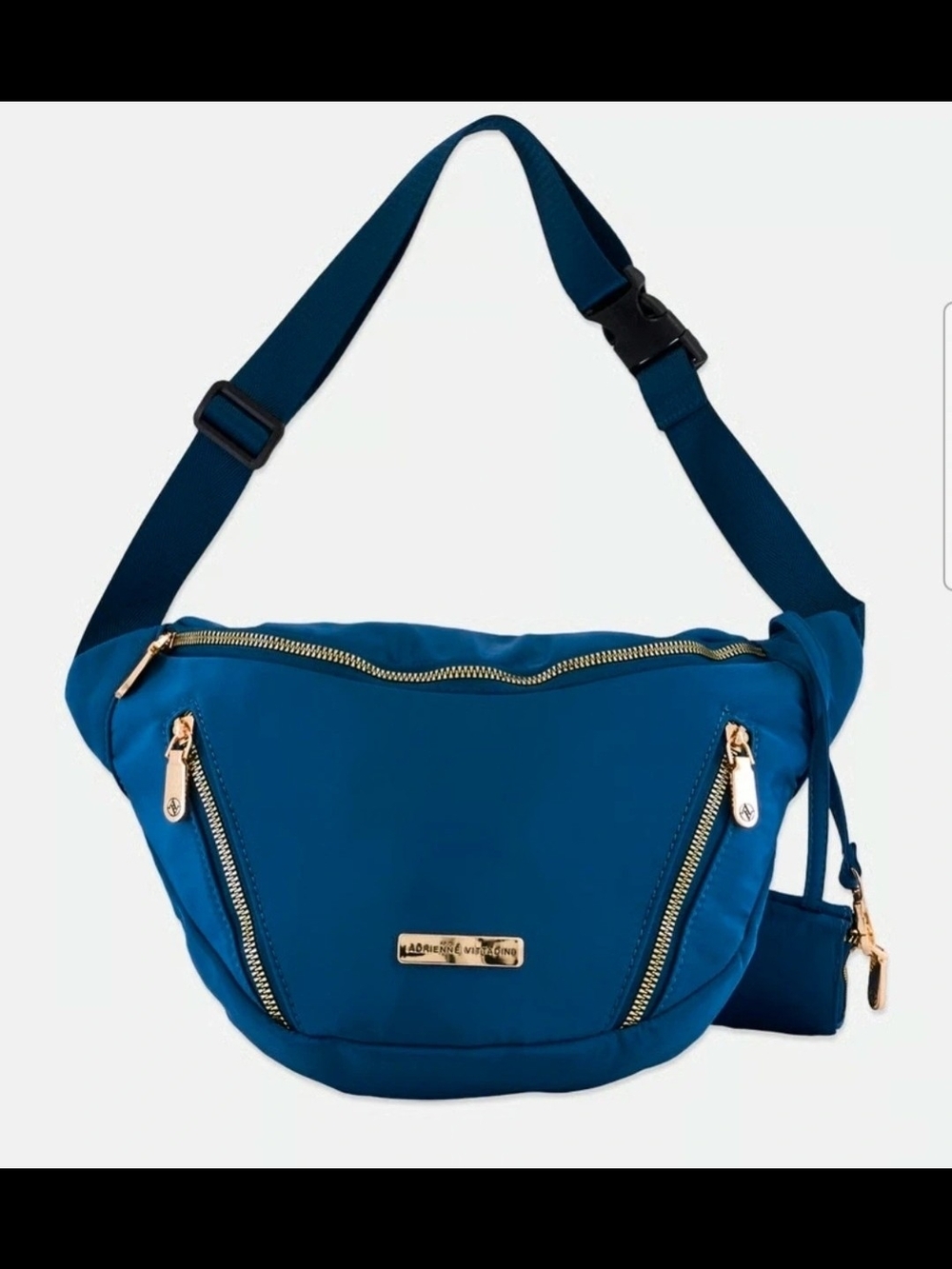 Adrienne Vittadini Teal Blue Crossbody Bag with Gold Hardware